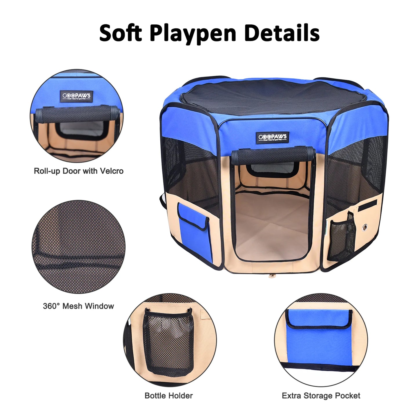 The Amazon Factory's  - JESPET Pet Dog Playpens 36", 45" & 61" Portable Soft Dog Exercise Pen Kennel with Carry Bag for Puppy Cats Kittens Rabbits, Indoor/Outdoor Use