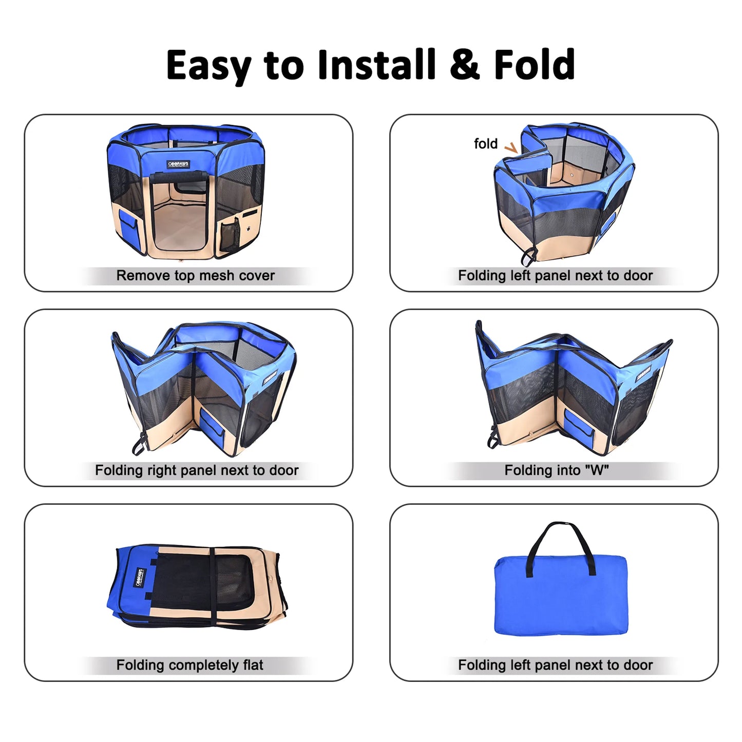 The Amazon Factory's  - JESPET Pet Dog Playpens 36", 45" & 61" Portable Soft Dog Exercise Pen Kennel with Carry Bag for Puppy Cats Kittens Rabbits, Indoor/Outdoor Use