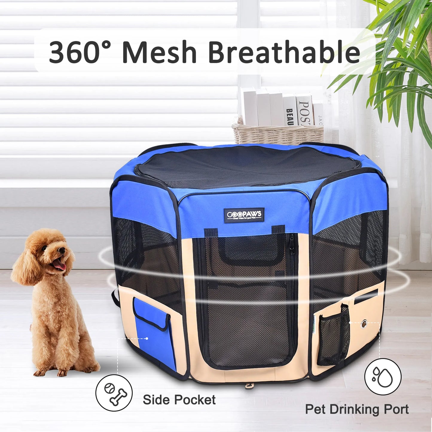 The Amazon Factory's  - JESPET Pet Dog Playpens 36", 45" & 61" Portable Soft Dog Exercise Pen Kennel with Carry Bag for Puppy Cats Kittens Rabbits, Indoor/Outdoor Use