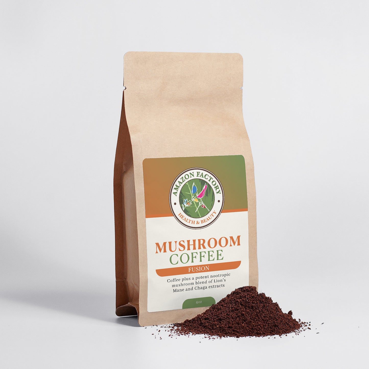 Mushroom Coffee Fusion - Lion’s Mane & Chaga 4oz-AMAZON FACTORY