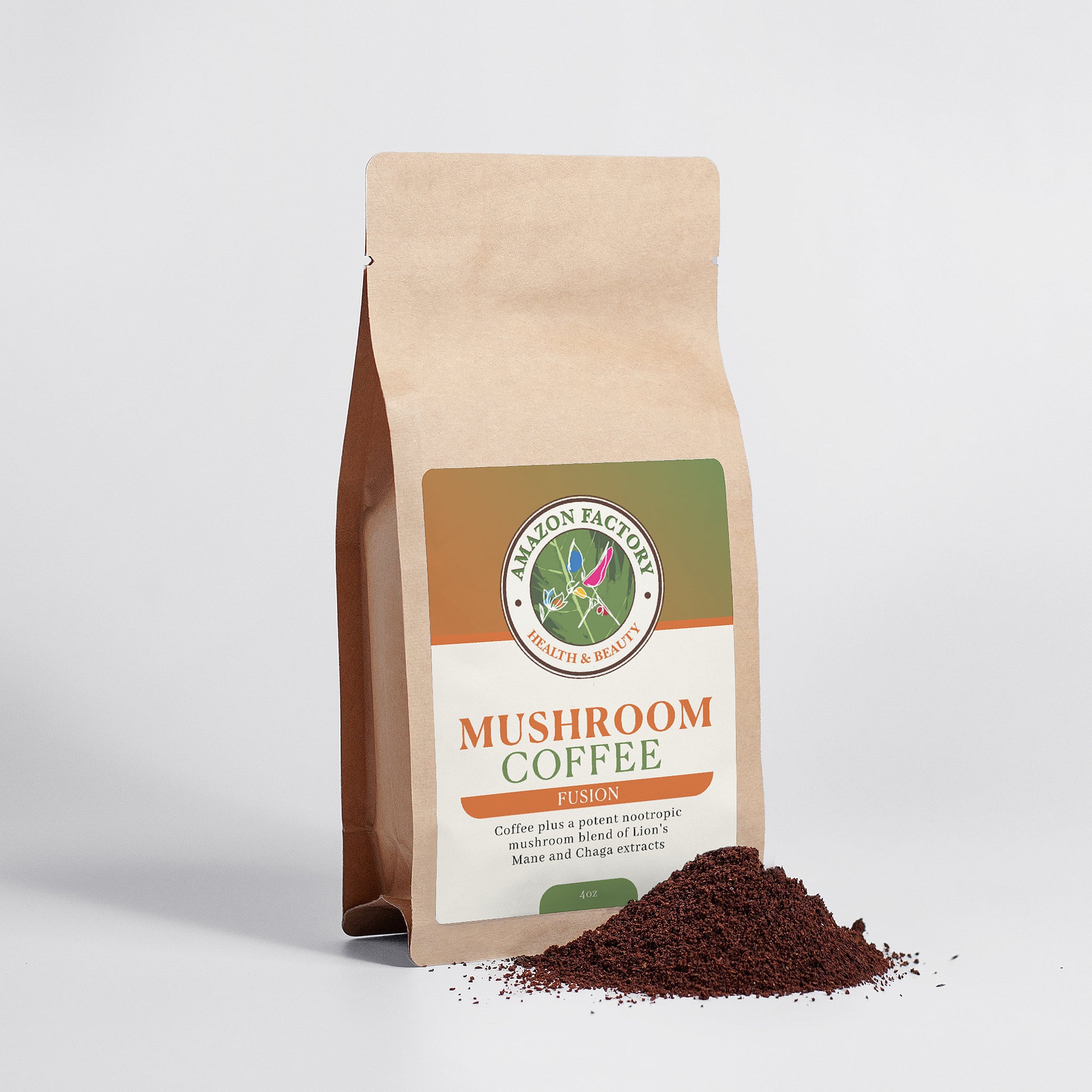 Mushroom Coffee Fusion - Lion’s Mane & Chaga 4oz-AMAZON FACTORY
