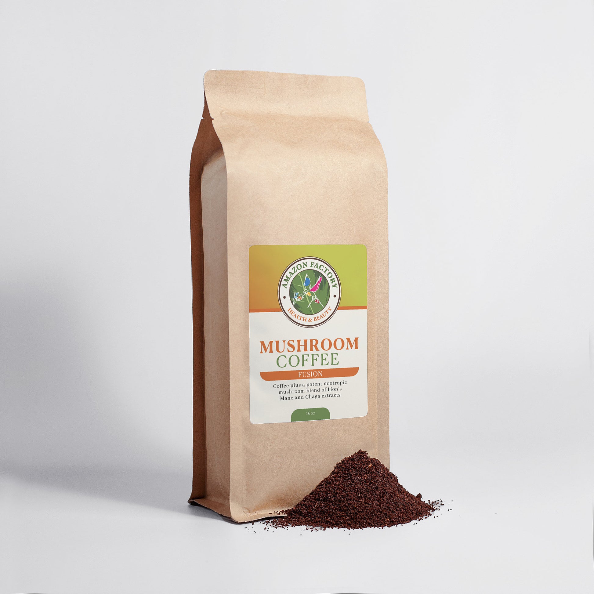 Mushroom Coffee Fusion - Lion’s Mane & Chaga 16oz-AMAZON FACTORY