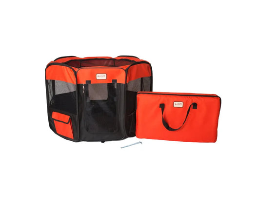 The Amazon Factory's Pet  Store  Portable Pet Playpen In Bk and Rd Combo