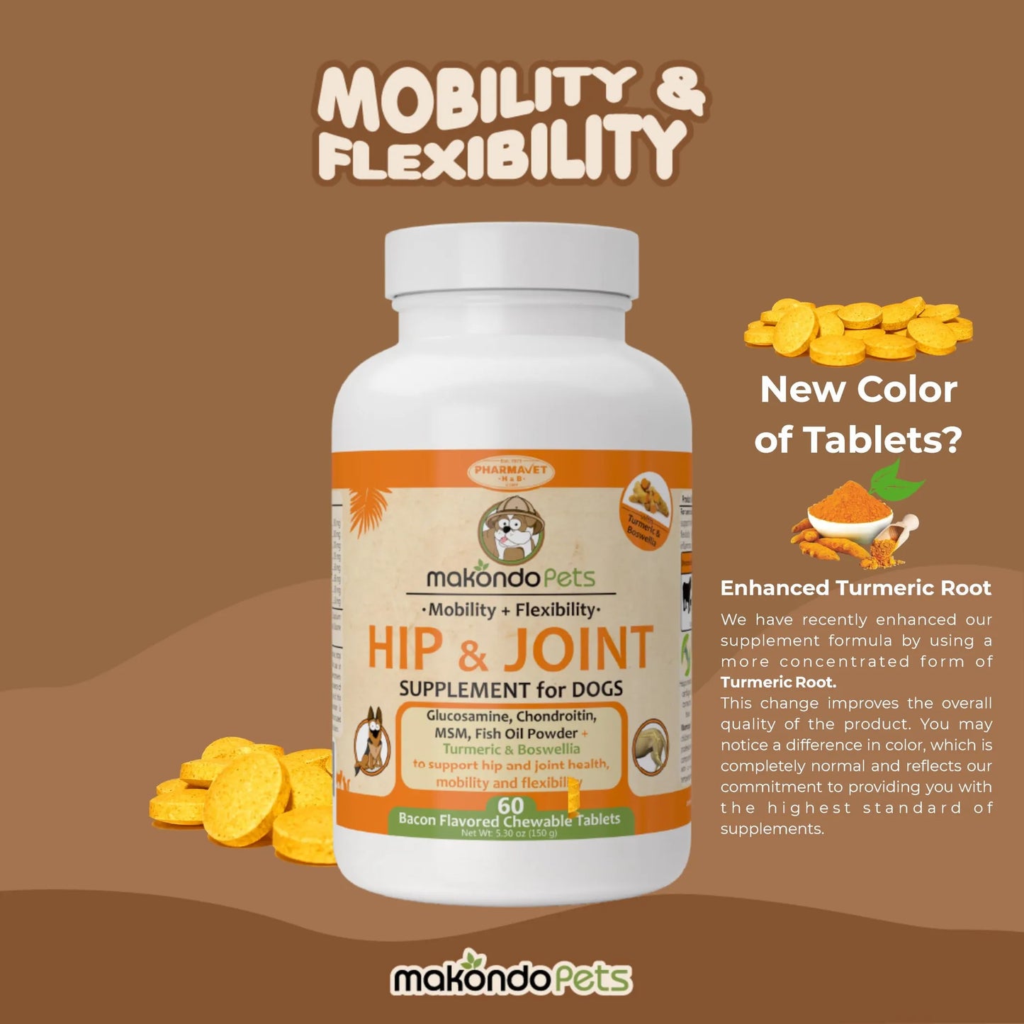 Amazon Factory'sDog Hip and Joint Supplement with Glucosamine Turmeric for Dogs