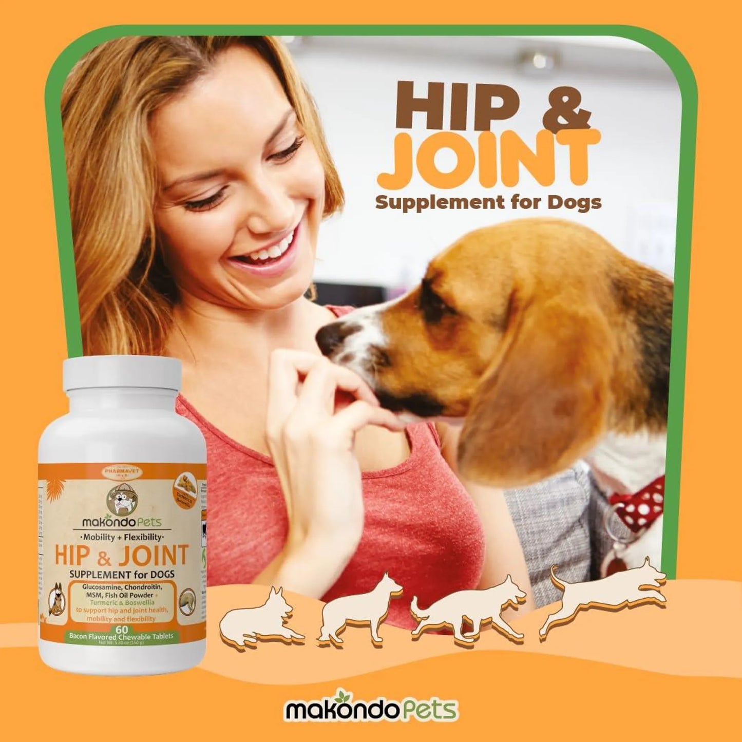 Amazon Factory'sDog Hip and Joint Supplement with Glucosamine Turmeric for Dogs