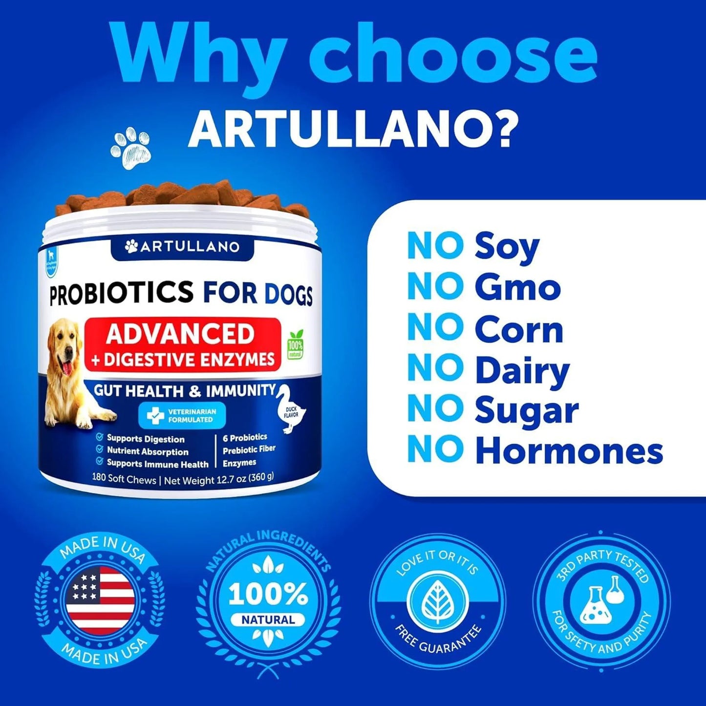 Amazon Factory's-Probiotics for Dogs Support Gut Health Itchy Skin Allergies