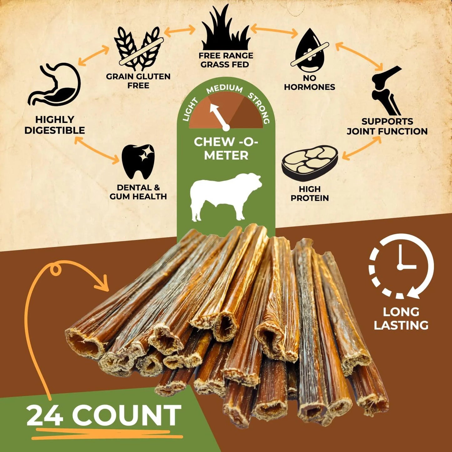 Gullet Sticks 100% Natural Beef Esophagus Dog Chews