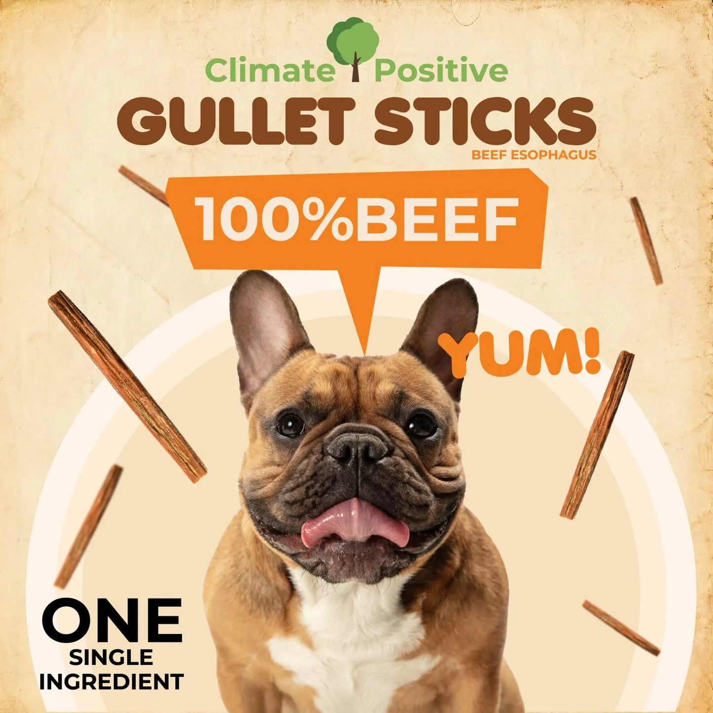Gullet Sticks 100% Natural Beef Esophagus Dog Chews