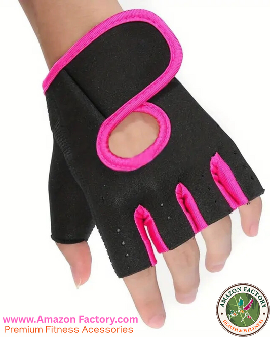 Women’s (Black & Pink) FitNESS CROSS FITNESS and Exercise TRAINING- Double-Stitched, Genuine Leather Padded Palm & Reinforced Seams - Easy On/Off Wrist & Finger Pull Tabs-AMAZON FACTORY