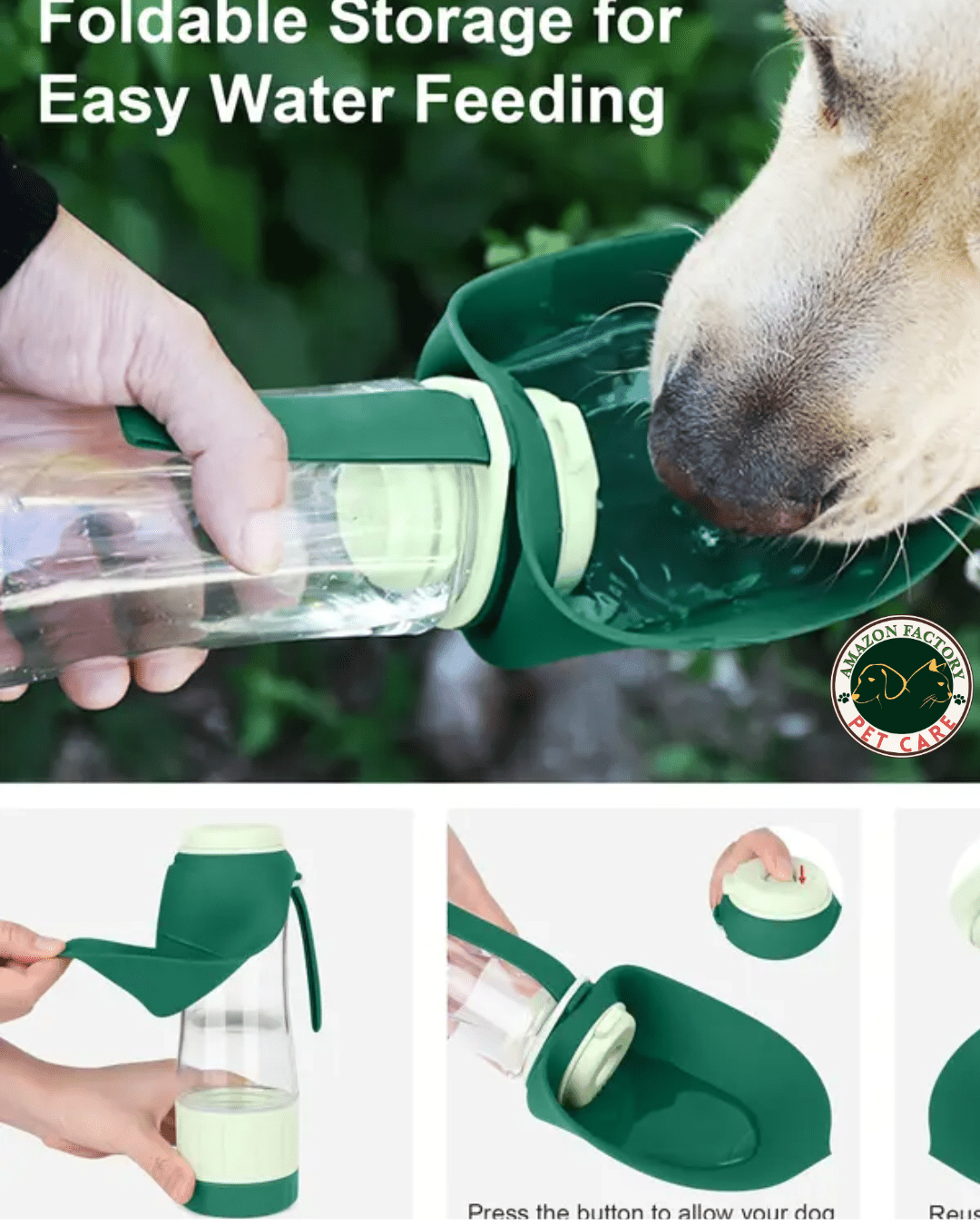 The New Amazon Factory's Portable Dog Water Bottle & Food Bowls, All - in - One Accessories - AMAZON FACTORY