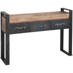 12" Brown and Black Solid Wood Sled Console Table And Drawers-AMAZON FACTORY