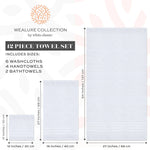 12 Piece Bath Towel Set for Bathroom 2 Bath Towels 4 Hand Towels 6 Washcloths 100% Cotton Soft and Plush Highly Absorbent Soft Towel for Hotel & Spa W - AMAZON FACTORY