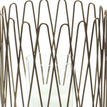 14" Gold Iron and Glass Tabletop Hurricane Candle Holder - AMAZON FACTORY