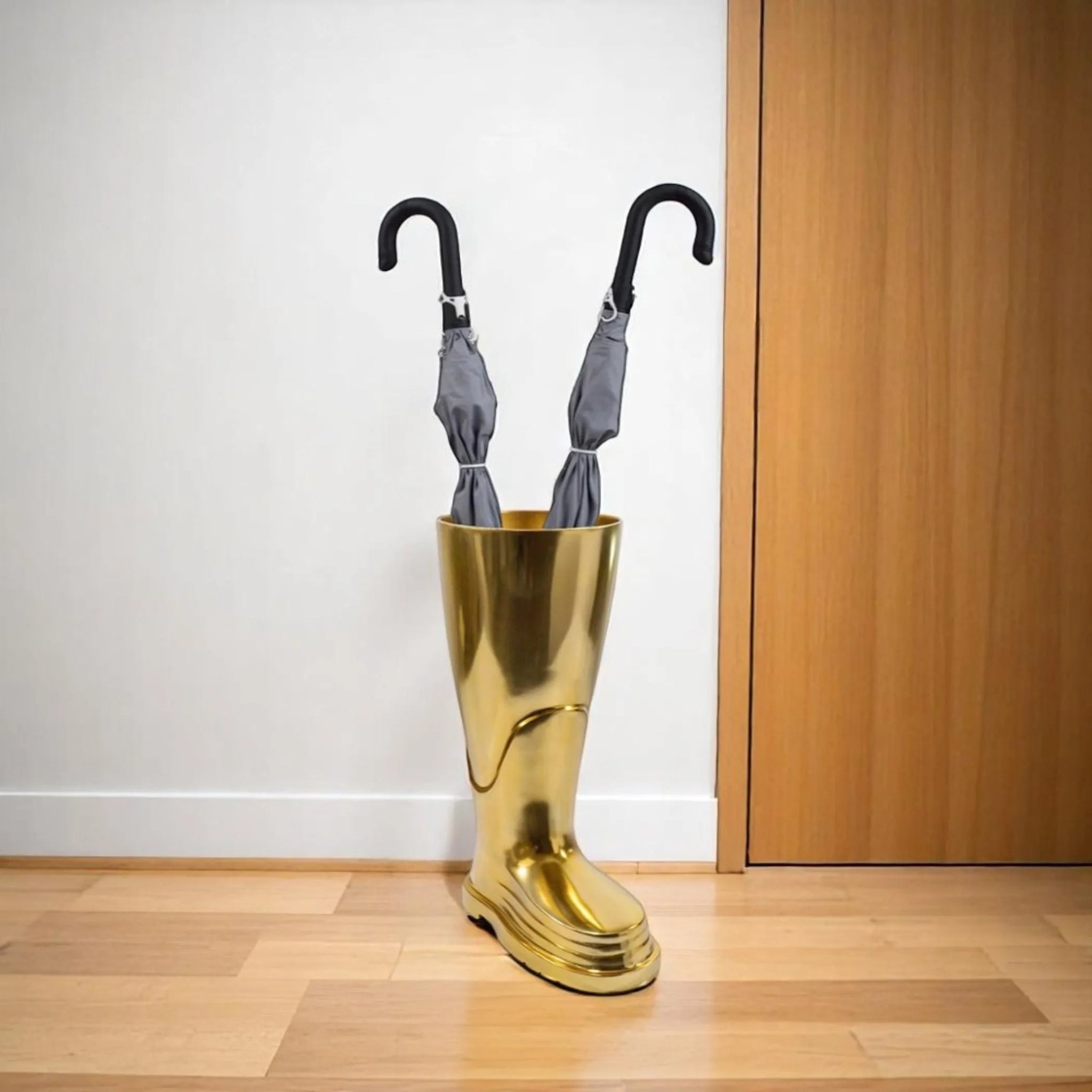 16" Gold Aluminum Firefighter Boot Umbrella Stand-AMAZON FACTORY