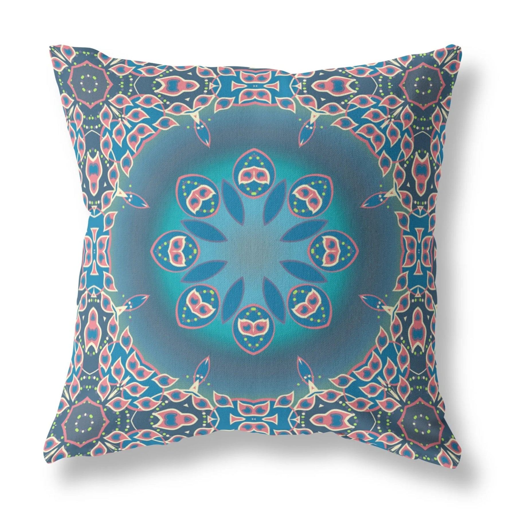 16" X 16" Blue And Pink Geometric Blown Seam Suede Throw - Pillow-AMAZON FACTORY