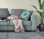 16" X 16" Green And Red Geometric Blown Seam Suede Throw Pillow - AMAZON FACTORY