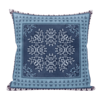 16" X 16" Light Blue Gray Geometric Blown Seam Suede Throw Pillow-AMAZON FACTORY