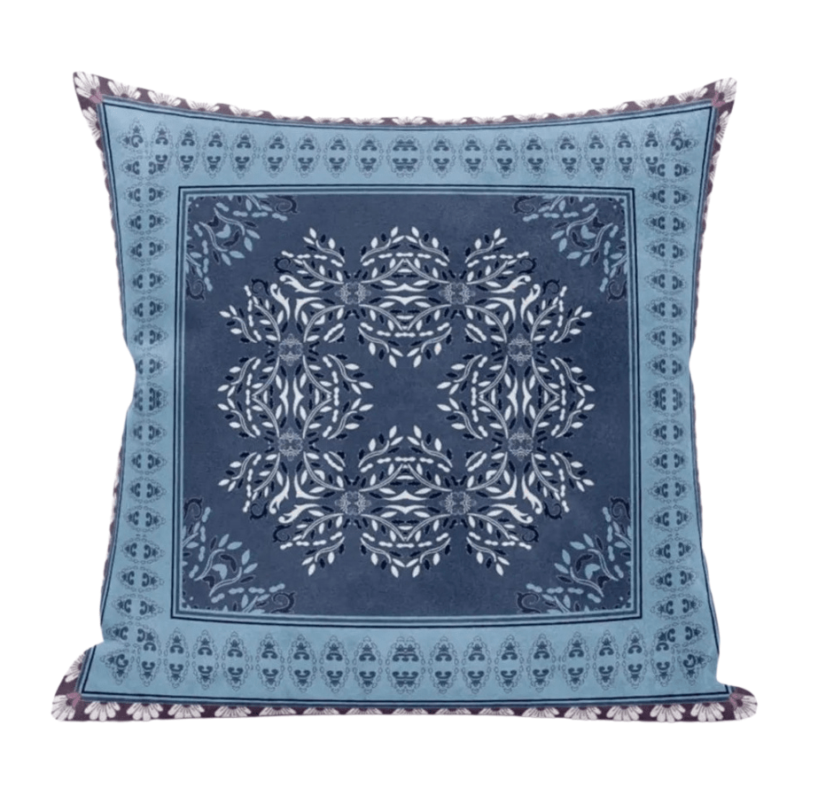 16" X 16" Light Blue Gray Geometric Blown Seam Suede Throw Pillow-AMAZON FACTORY