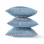 16" X 16" Light Blue Gray Geometric Blown Seam Suede Throw Pillow-AMAZON FACTORY