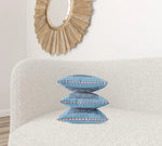 16" X 16" Light Blue Gray Geometric Blown Seam Suede Throw Pillow-AMAZON FACTORY