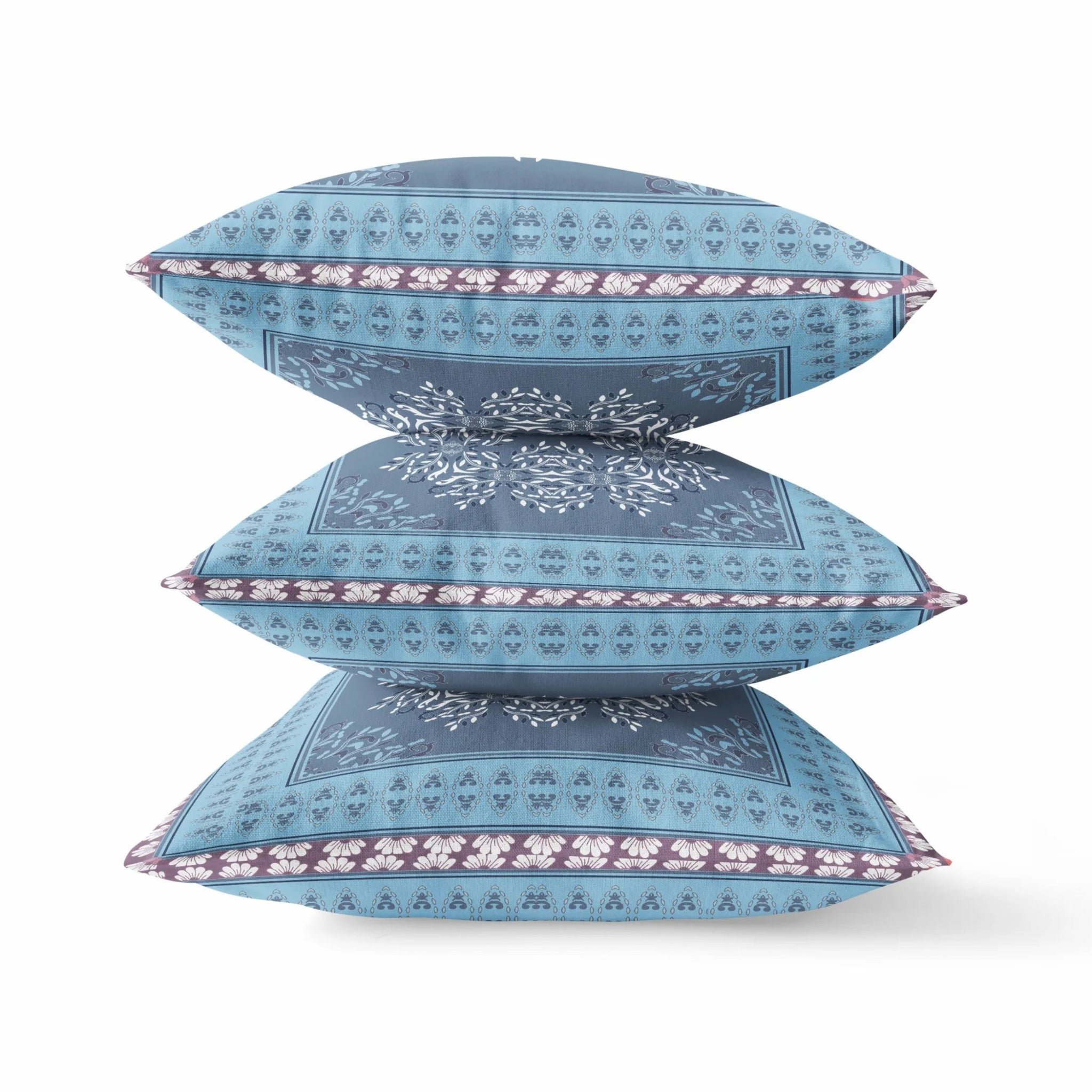 16" X 16" Light Blue Gray Geometric Blown Seam Suede Throw Pillow - AMAZON FACTORY