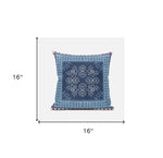 16" X 16" Light Blue Gray Geometric Blown Seam Suede Throw Pillow-AMAZON FACTORY