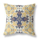 16" X 16" Yellow And Blue Floral Blown Seam Suede Throw Pillow - AMAZON FACTORY