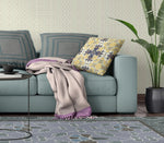 16" X 16" Yellow And Blue Floral Blown Seam Suede Throw Pillow - AMAZON FACTORY