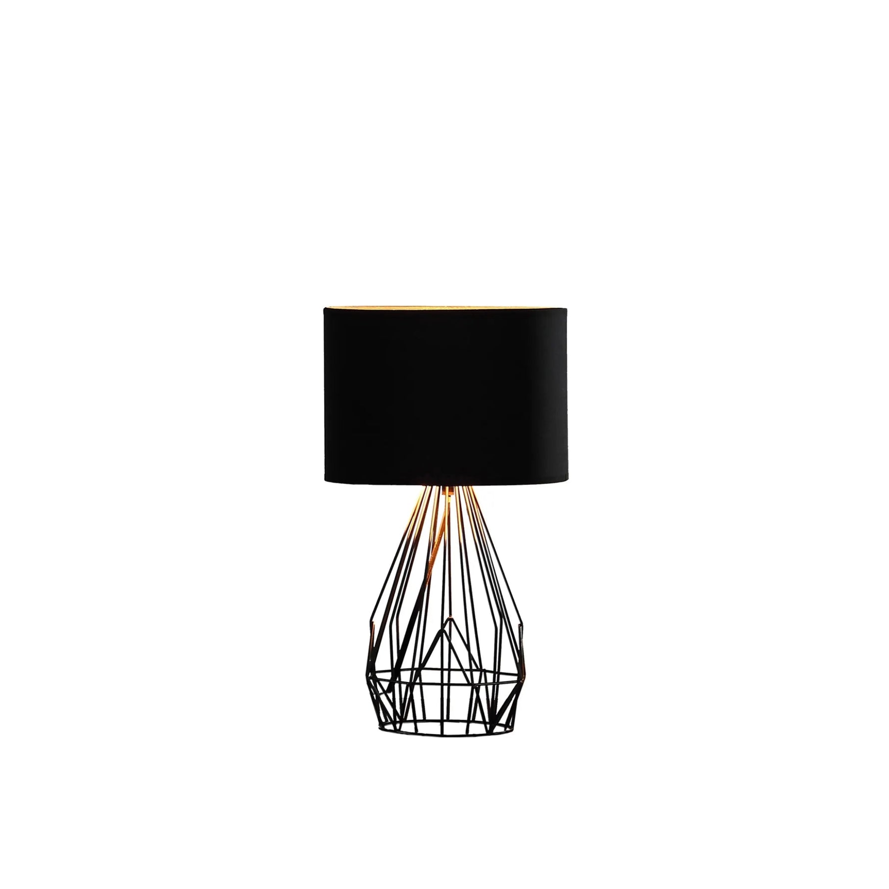 18 Asymmetric Black Cage Metal Table Lamp-AMAZON FACTORY
