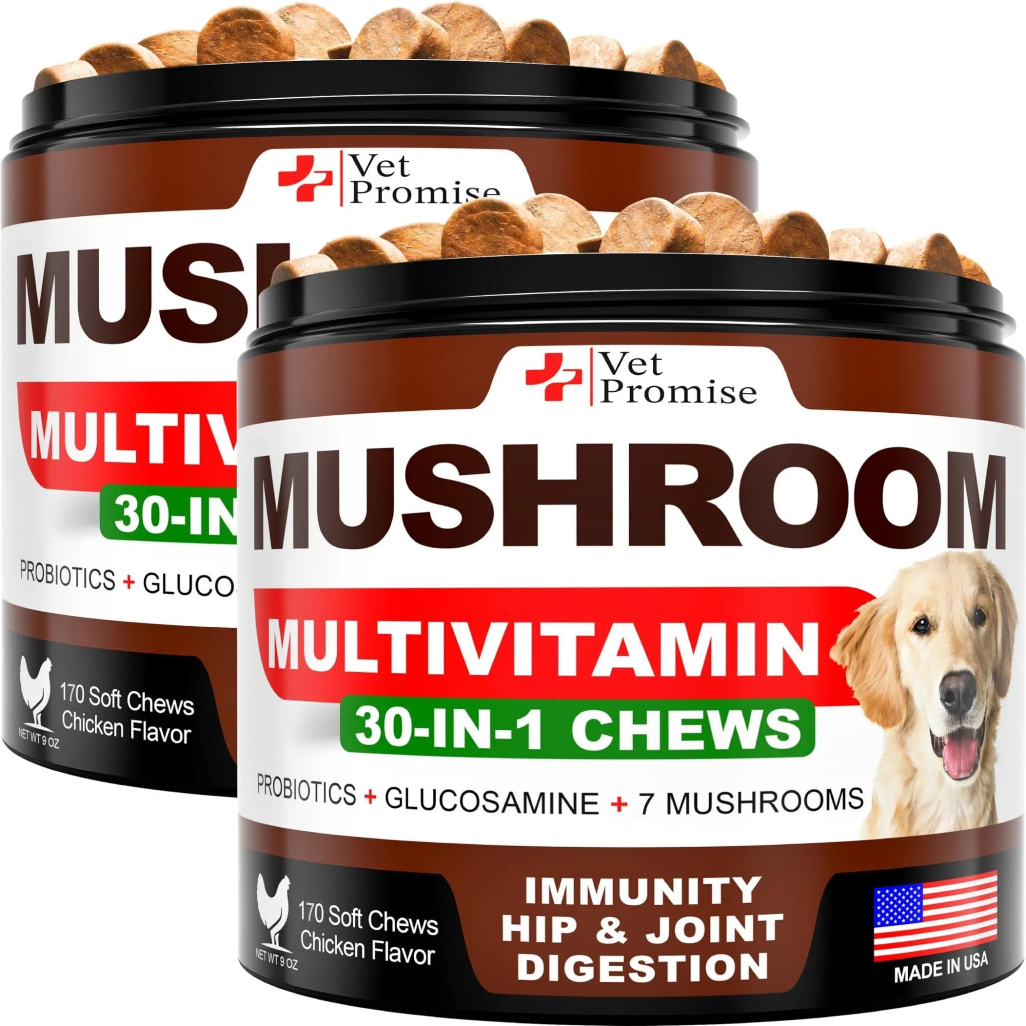 2 Pack Mushroom for Dogs 340 Chews Turkey Tail Mushroom - AMAZON FACTORY