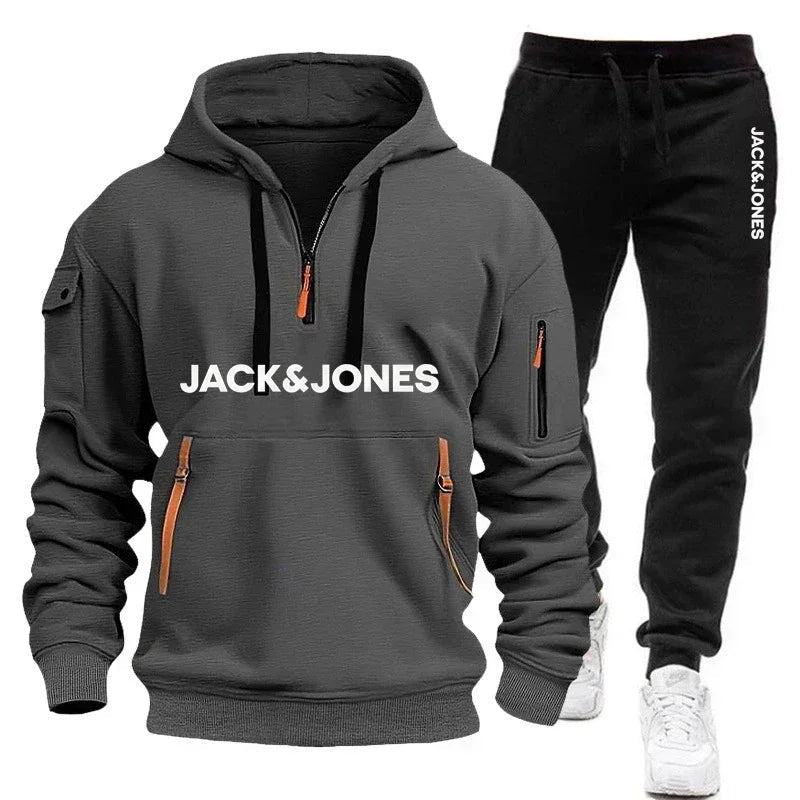 2 Packs 2026 Autumn Winter Men's Sportswear Set, Hoodie + Fitness Jogging Pants for Each Set-AMAZON FACTORY