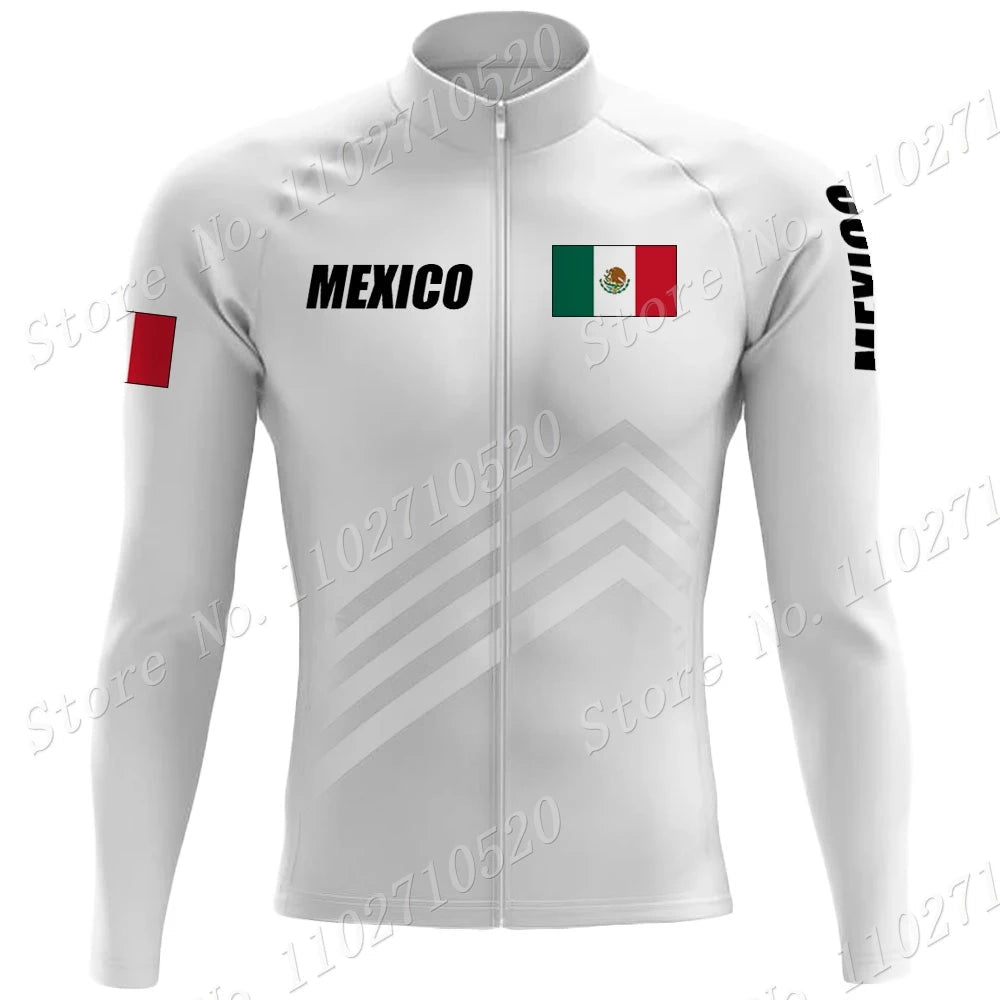 2023 Mexico Team Cycling Jersey Set Summer National Mens Long Sleeve Black Clothing Suit MTB Bike Road Pants Bib Maillot-AMAZON FACTORY
