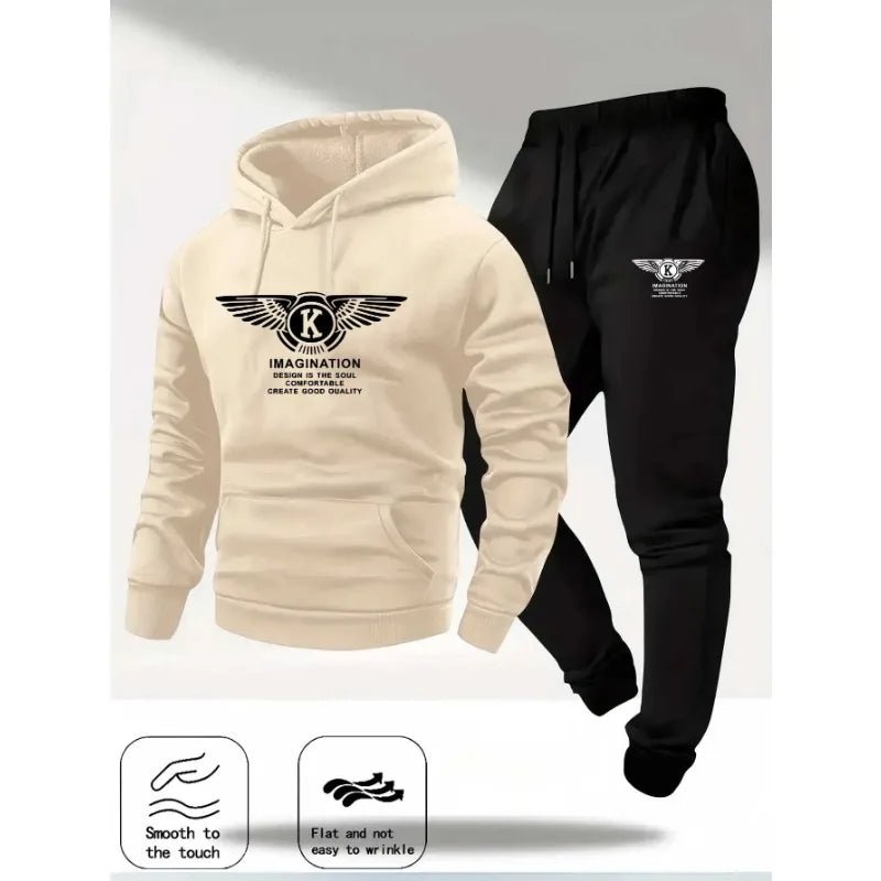 2025 Men's Casual Sports Suit with Hoodie and Sweatpants for Autumn and Winter Outdoor Sports Fashion Men's Clothing.-AMAZON FACTORY