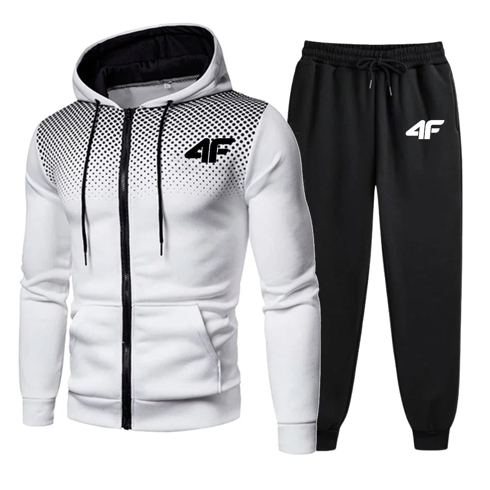 2026 Limited-time Special Sale - Men's Zippered Hooded Sweatshirt, Black Jogging Pants, Fall/Winter Daily Casual Sportswear, Out-AMAZON FACTORY