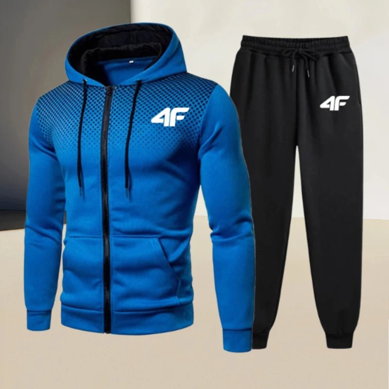 2026 Limited-time Special Sale - Men's Zippered Hooded Sweatshirt, Black Jogging Pants, Fall/Winter Daily Casual Sportswear, Out-AMAZON FACTORY