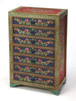 21" Blue and Green Solid Wood Seven Drawer Standard Chest-AMAZON FACTORY