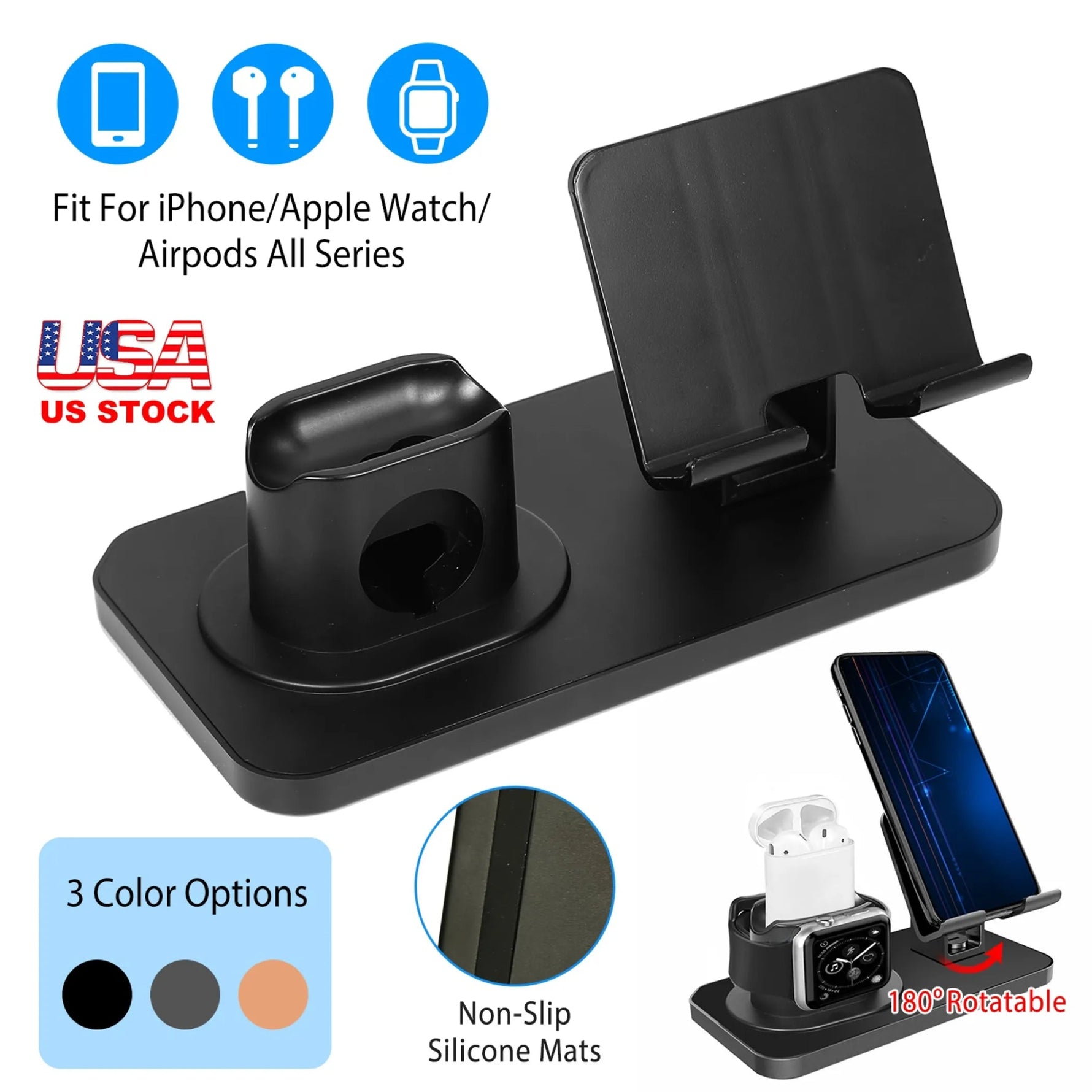 3 in 1 Charging Dock Station Phone Charger-AMAZON FACTORY