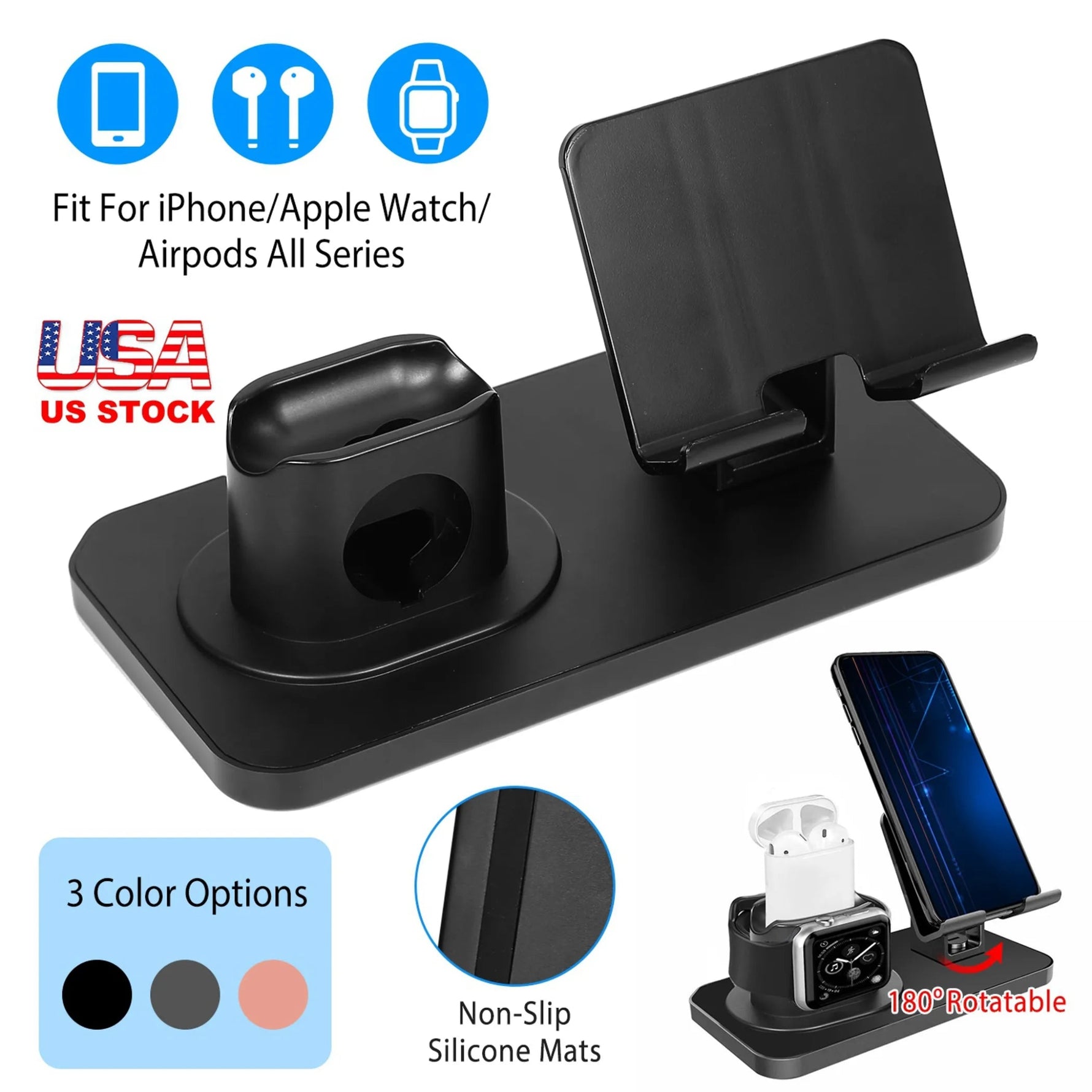 3 in 1 Charging Dock Station Phone Charger-AMAZON FACTORY