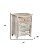 30" White Solid Wood Distressed One Drawer Nightstand-AMAZON FACTORY