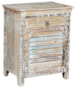 30" White Solid Wood Distressed One Drawer Nightstand-AMAZON FACTORY