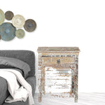 30" White Solid Wood Distressed One Drawer Nightstand-AMAZON FACTORY