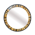 32" Brown and Black Faux Stone Round Framed Accent Mirror-AMAZON FACTORY