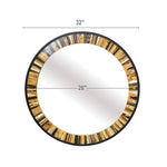 32" Brown and Black Faux Stone Round Framed Accent Mirror-AMAZON FACTORY