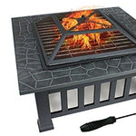 32" Gray Square Charcoal or Wood Burning Fire Pit with Cover - AMAZON FACTORY
