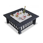 32" Gray Square Charcoal or Wood Burning Fire Pit with Cover - AMAZON FACTORY