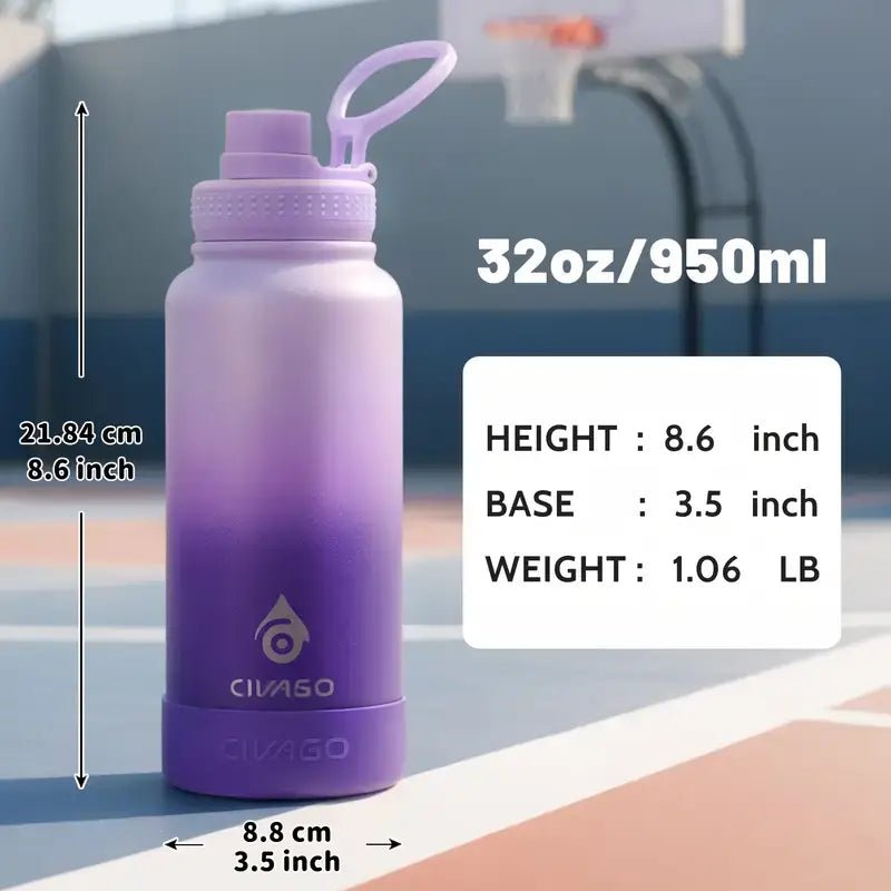 32oz Violet Blue 32oz Insulated Water Bottle with Straw Lid-AMAZON FACTORY