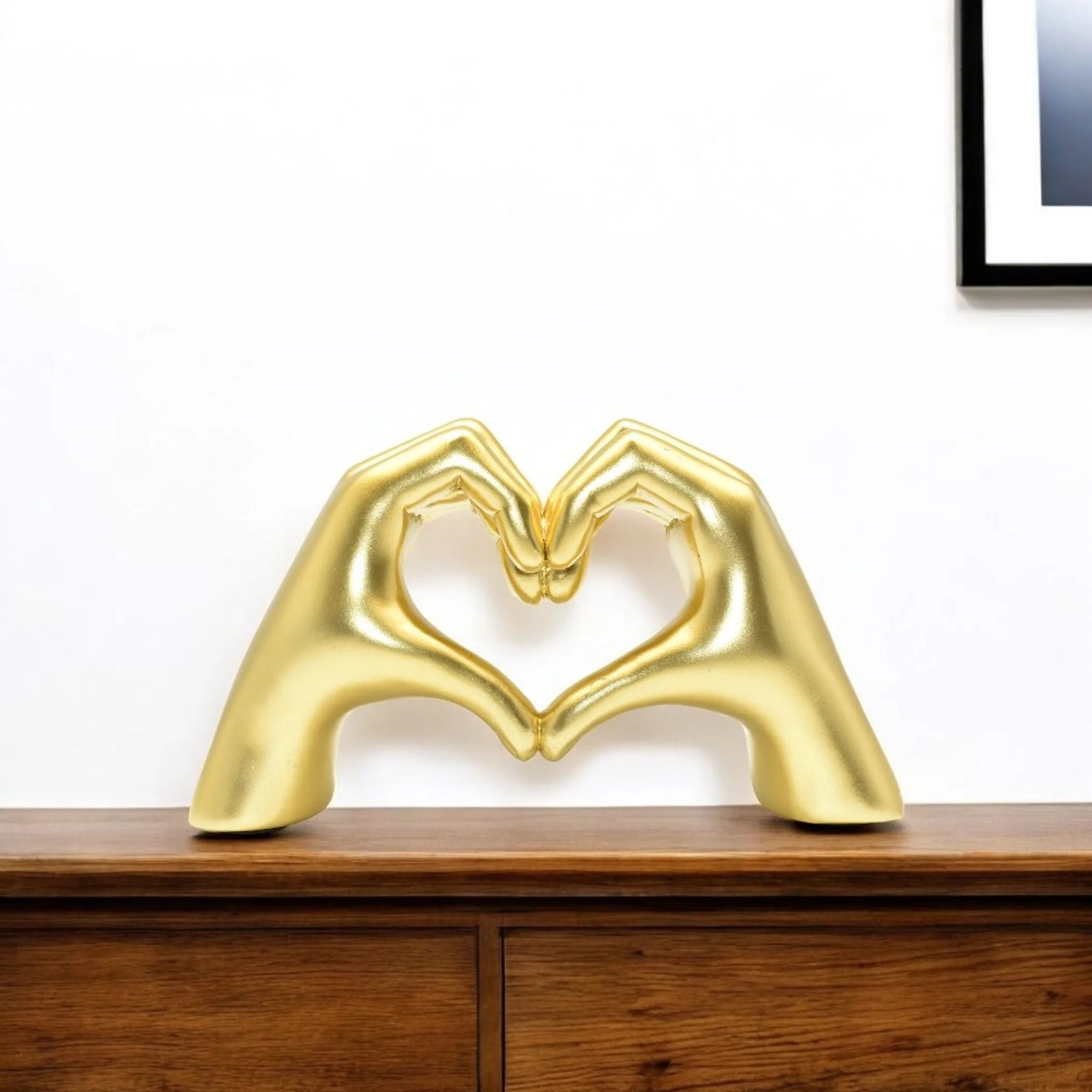 4" Gold Resin Heart Hands Tabletop Sculpture-AMAZON FACTORY
