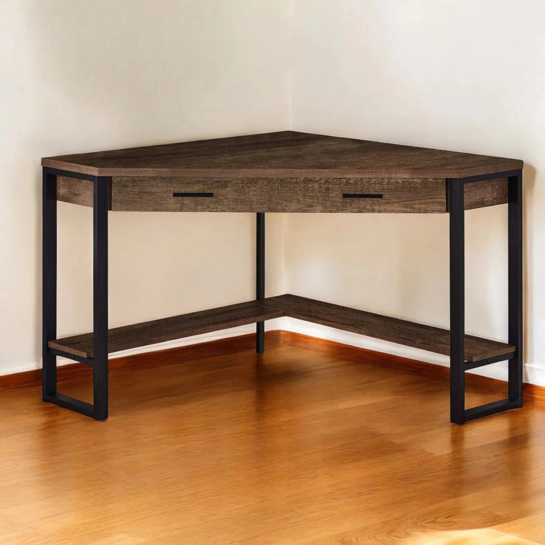 42" Brown and Black Corner Computer Desk-AMAZON FACTORY
