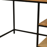 42" Natural and Black Solid Wood and Metal Computer Desk-AMAZON FACTORY