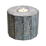 5" Brown And White "Solid Wood Tabletop" Tealight Candle Holder - AMAZON FACTORY
